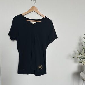 Michael Kors Black V-Neck Short Sleeve Dress Shirt